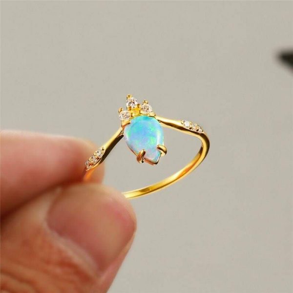 Opal | Crowning Blue Fire Opal Gold- 925 Sterling Silver