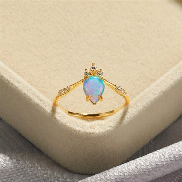 Opal | Crowning Blue Fire Opal Gold- 925 Sterling Silver