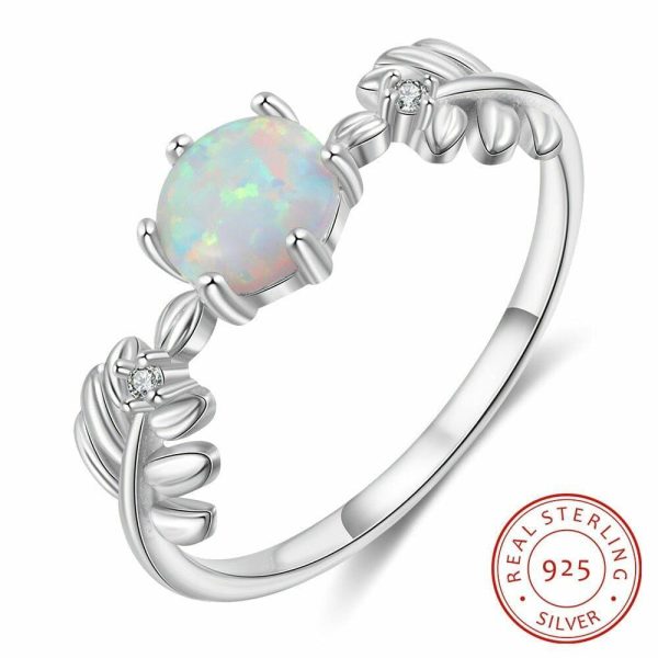 Opal | Cute Branch Leaf White Opal- 925 Sterling Silver