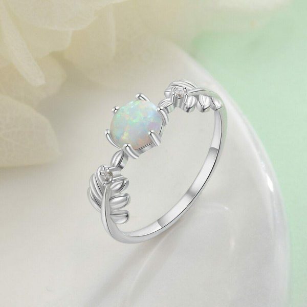 Opal | Cute Branch Leaf White Opal- 925 Sterling Silver