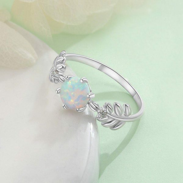 Opal | Cute Branch Leaf White Opal- 925 Sterling Silver