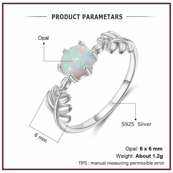 Opal | Cute Branch Leaf White Opal- 925 Sterling Silver