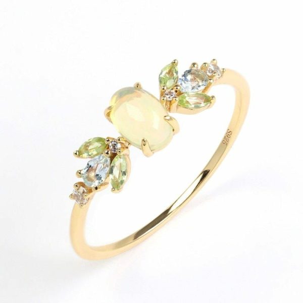 Opal | Forest Elf Opal Topaz Peridot Gemstone Gold Plated 925 Sterling Silver