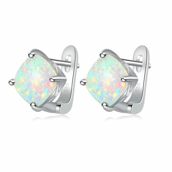 Opal | Minimalist White Fire Opal Stud Earrings