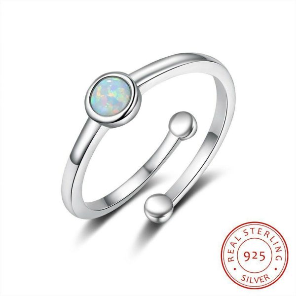 Opal | Teenage White Opal Stone Adjustable- 100% 925 Sterling Silver