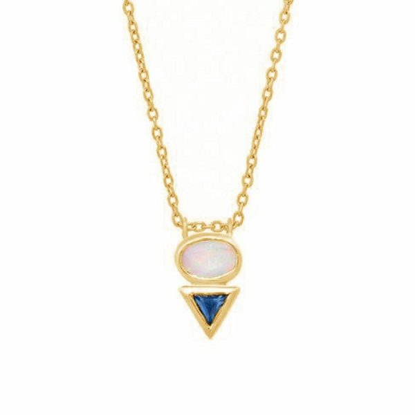 Opal | Triangle Combination Oval Opal Pendant – 925 Sterling Silver