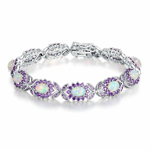 Opal | White Fire Opal and Amethyst Boho Bracelet