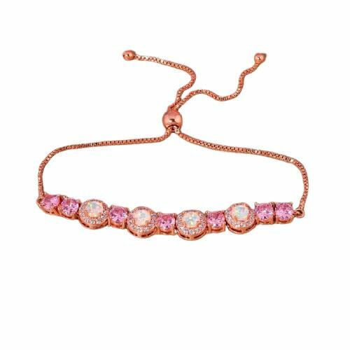 Opal | White Fire Opal Pink Topaz Slider Bracelet