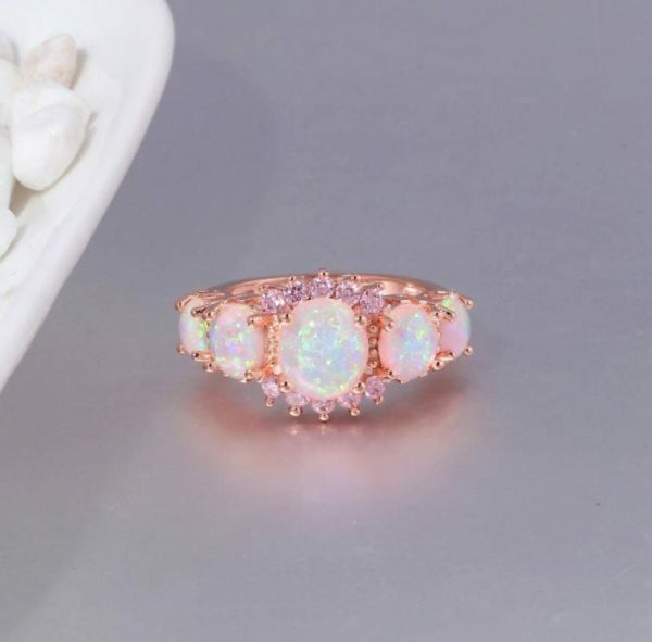 Opal | White Fire Opal u0026 Pink Topaz Rose Gold Rainbow