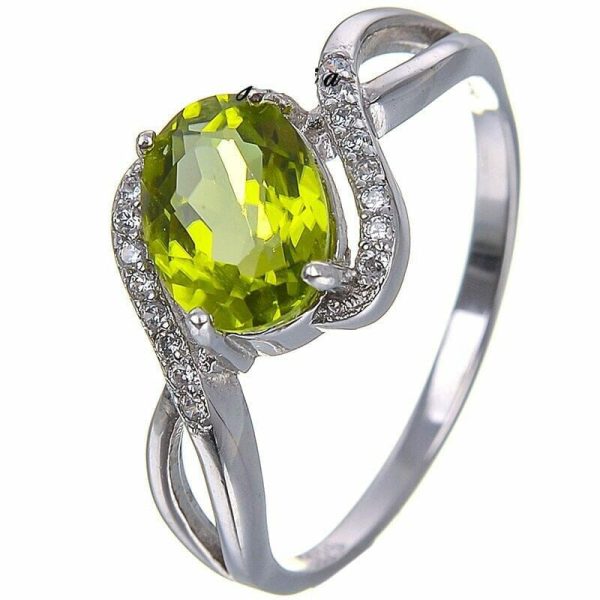 Peridot | 1.5ct Peridot 6*8mm Green Gemstone- 925 Sterling Silver Silver