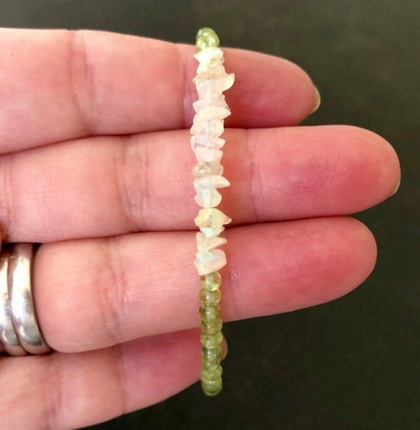 Peridot | Opal u0026 Peridot Gemstone Dainty  Bracelet Natural Peridot