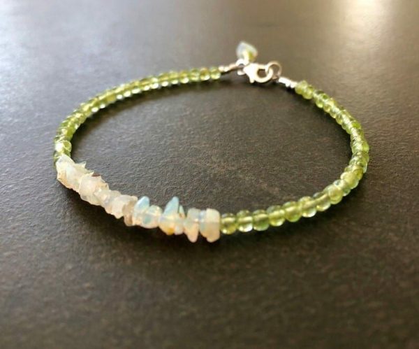 Peridot | Opal u0026 Peridot Gemstone Dainty  Bracelet Natural Peridot