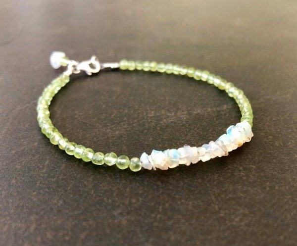 Peridot | Opal u0026 Peridot Gemstone Dainty  Bracelet Natural Peridot