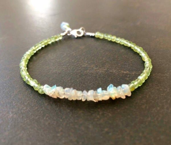 Peridot | Opal u0026 Peridot Gemstone Dainty  Bracelet Natural Peridot