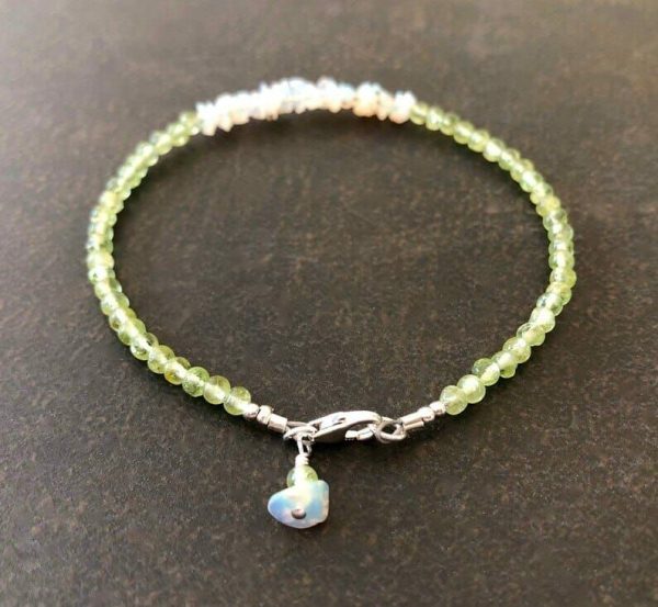 Peridot | Opal u0026 Peridot Gemstone Dainty  Bracelet Natural Peridot