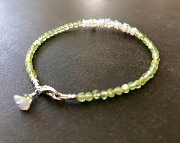 Peridot | Opal u0026 Peridot Gemstone Dainty  Bracelet Natural Peridot