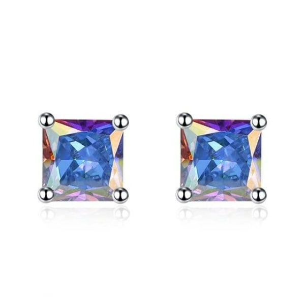 Rainbow Topaz | Mystic Topaz Square Stud Earrings