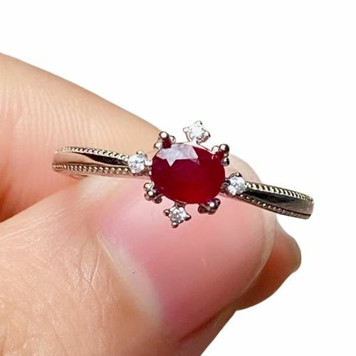 Rings | 0.4ct 4mm*5mm Natural Ruby Silver