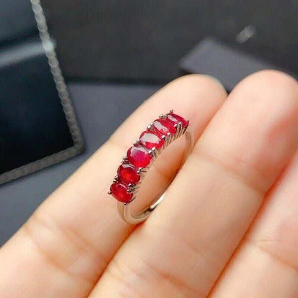 Rings | *4MM Natural Myanmar Ruby 925 Sterling Silver Platinum Plated