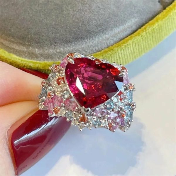 Rings | Beautiful Elegant Heart Ruby Silver