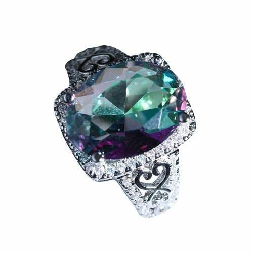 Rings | Creative Mosaic Colorful Rainbow Stone Sea Blue Zircon Silver