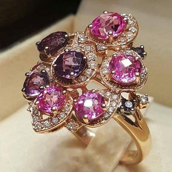 Rings | Elegant Big Purple Flower Silver