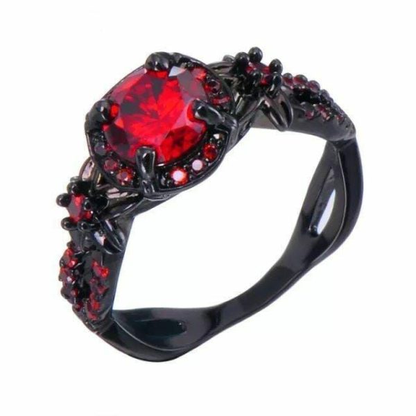 Rings | Flower Ruby Black Gold