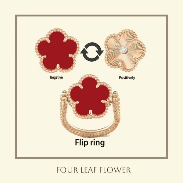 Rings | Four-leaf Clover FlipNatural Ruby Gemstone Rose Gold