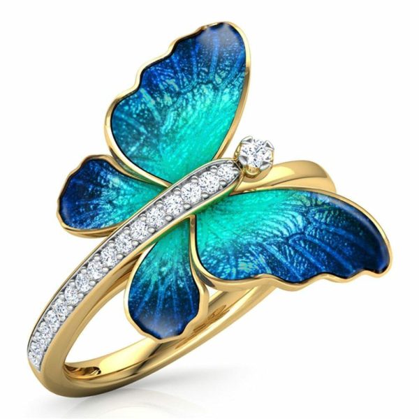 Rings | Gorgeous Butterfly Design Crystal Gold