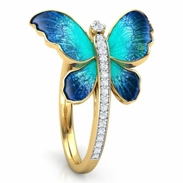 Rings | Gorgeous Butterfly Design Crystal Gold