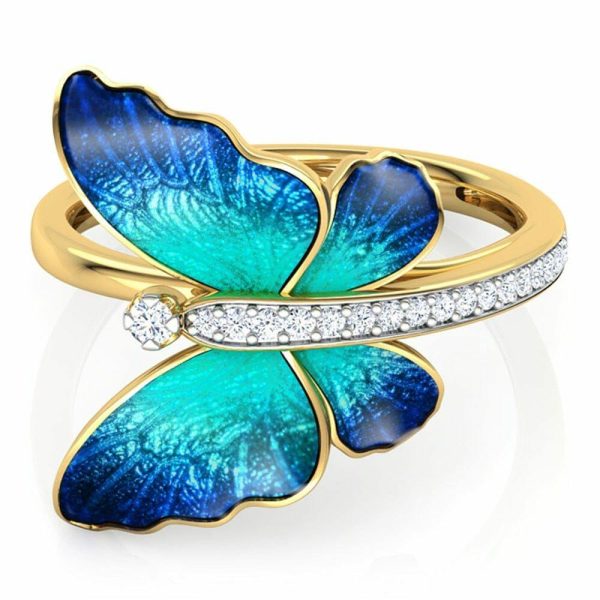 Rings | Gorgeous Butterfly Design Crystal Gold