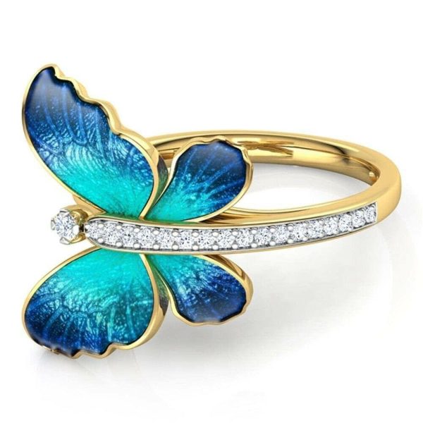 Rings | Gorgeous Butterfly Design Crystal Gold