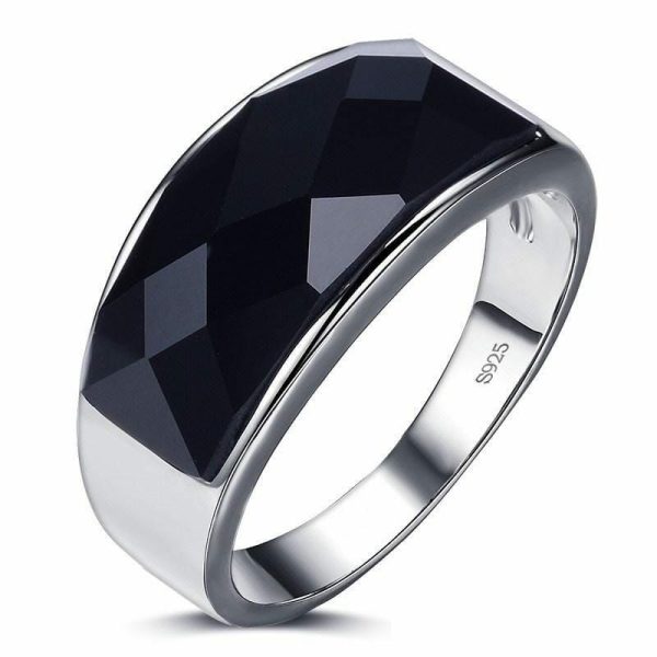 Rings | High Quality Black Agate Gem Stone 925 Sterling Silver Men