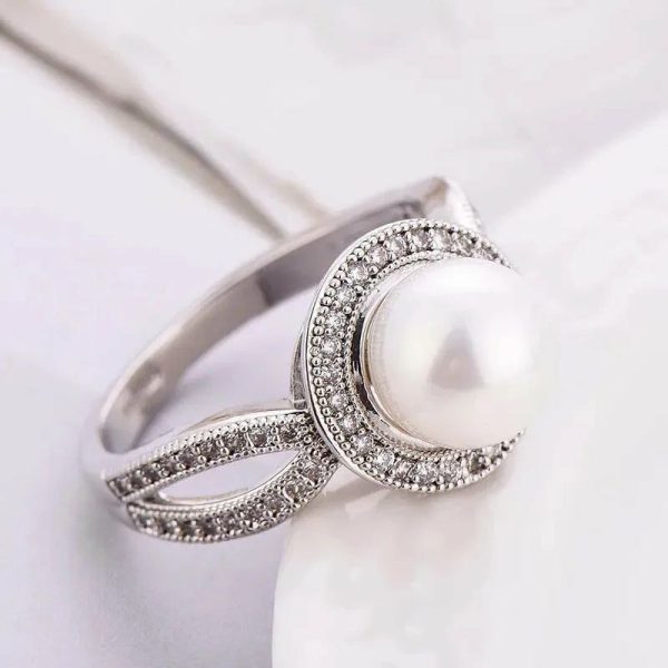 Rings | New Romantic Big Round pearl Women Silver