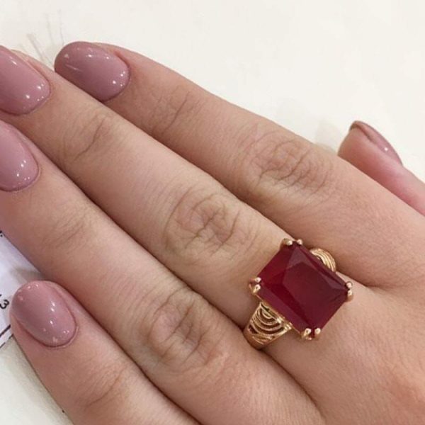 Rings | Rose Gold Square Ruby Silver