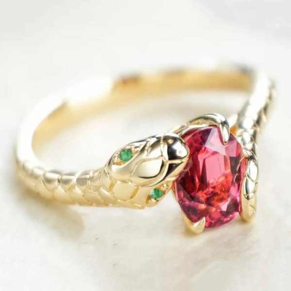 Rings | Ruby Solitaire Snakehead Gold