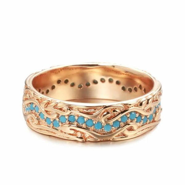 Rings | Trendy Rose Gold Full CircleExquisite Turquoise Stackable Finger