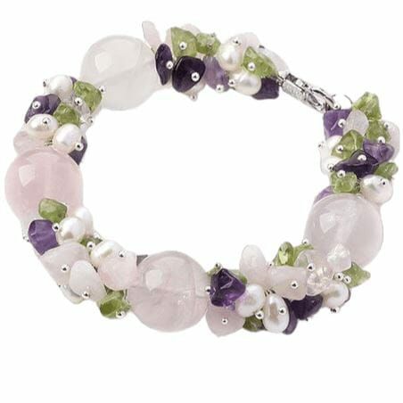 Rose Quartz | Assorted Amethyst, Rose Quartz and Peridot Bracelet