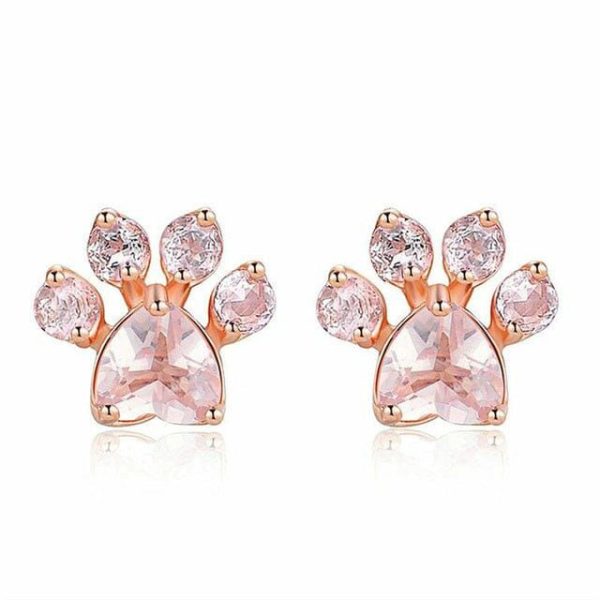 Rose Quartz | Paw Pink Rose Quartz Stud Earrings – 925 sterling