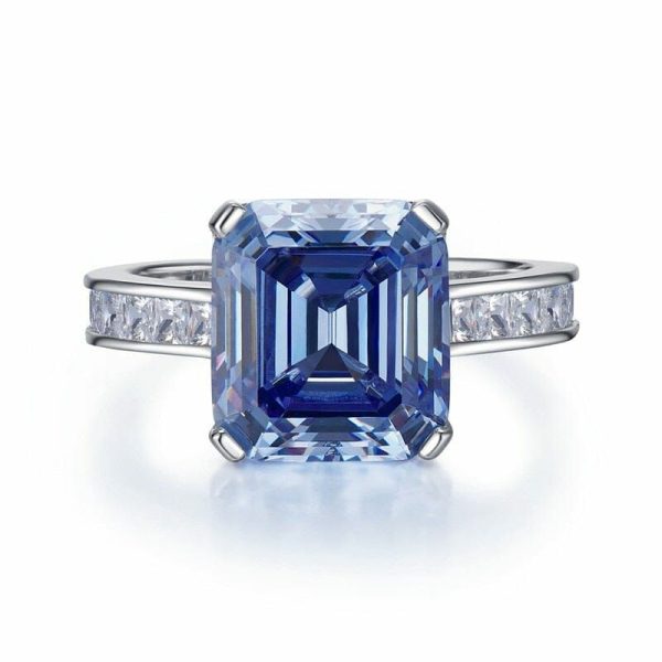 Sapphire | 10*11mm Sapphire and Diamond 925 Sterling Silver