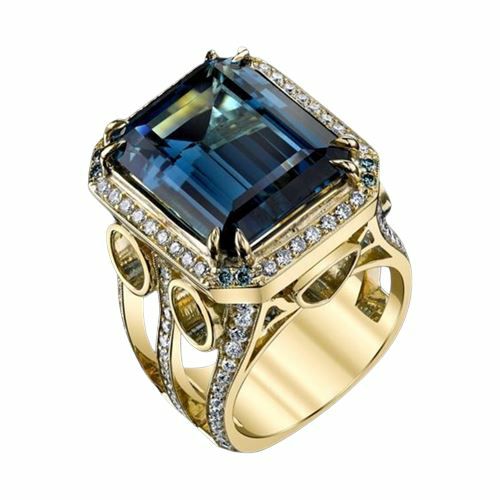 Sapphire | 18K Gold Plated Square Sapphire 925 Sterling Silver