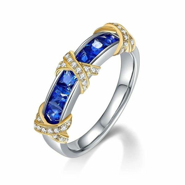 Sapphire | 3*3MM Criss Cross Sapphire 925 Sterling Silver