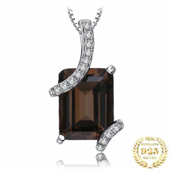 Smoky Quartz | Emerald Cut Smoky Quartz 925 Sterling Silver Pendant (No Chain)