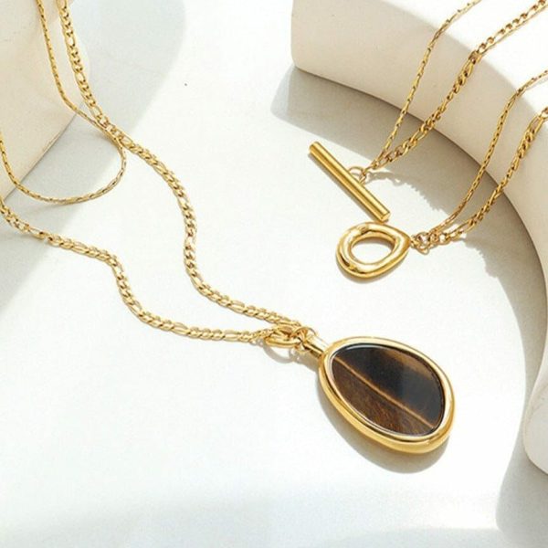 Tigers Eye | Lovely Natural Tiger Eye Oval Double Chain