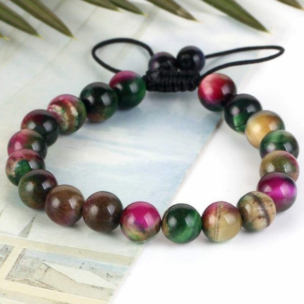 Tigers Eye | Natural Colorful Tiger Eye Stone Adjustable Bracelet