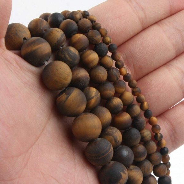 Tigers Eye | Natural Matte Stone Beads Round Yellow Tiger Eye Loose Bead Bracelet