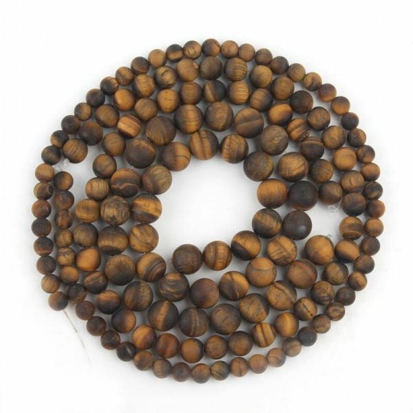 Tigers Eye | Natural Matte Stone Beads Round Yellow Tiger Eye Loose Bead Bracelet