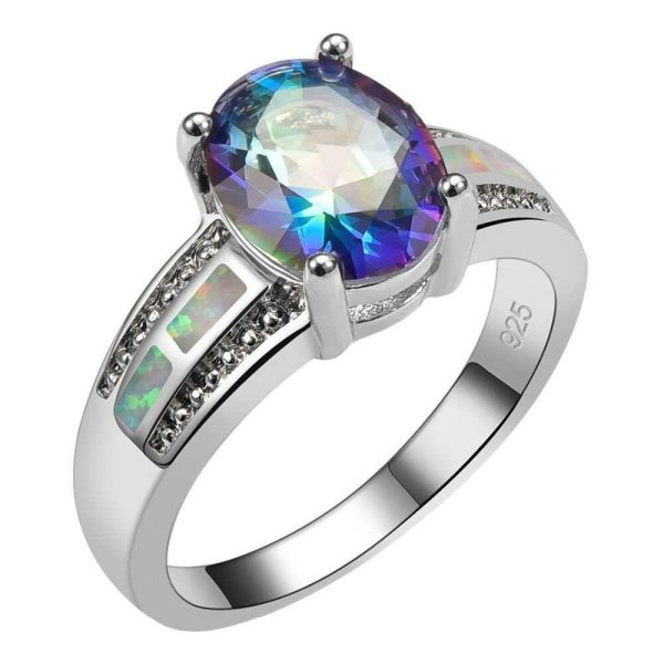 Topaz | Rainbow Topaz With White Fire Opal Sterling Silver