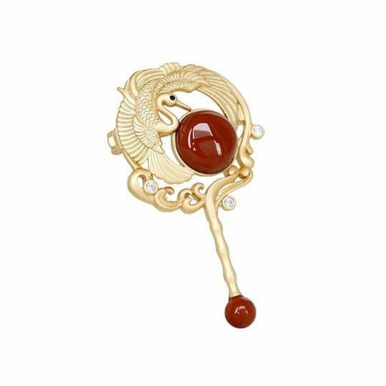 Tourmaline | Ancient Gold Red Tourmaline Brooch