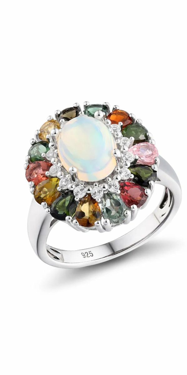 Tourmaline | Flower Opal and Tourmaline 925 Sterling Silver